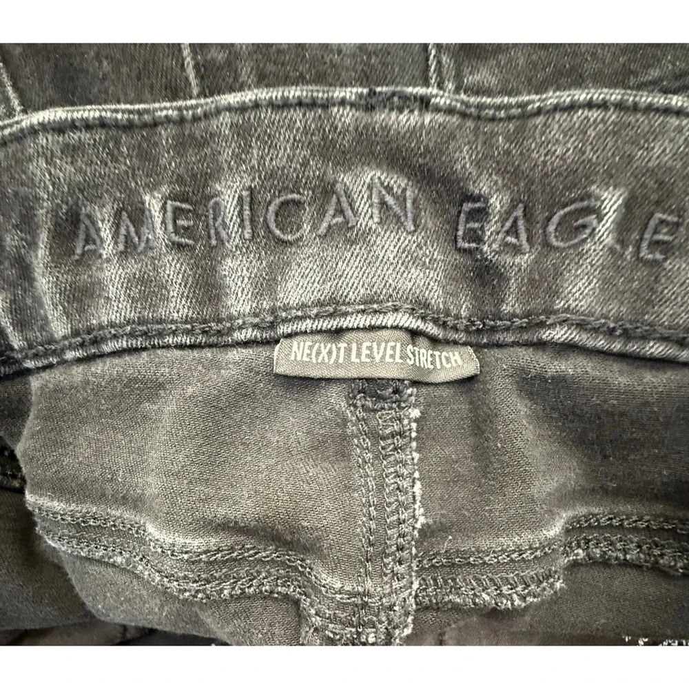 Women's American‎ Eagle Ne(x)t Level Stretch Faded Black Jeans Size 14 Long